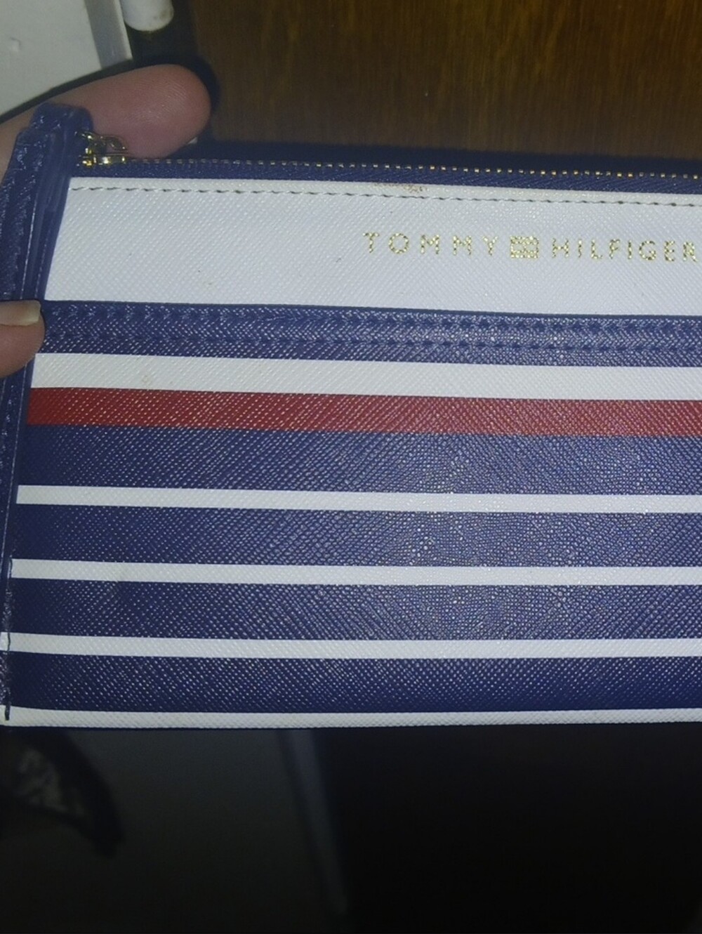 Tommy Hilfiger Navy, White & Red Stripe Wristlet Wallet